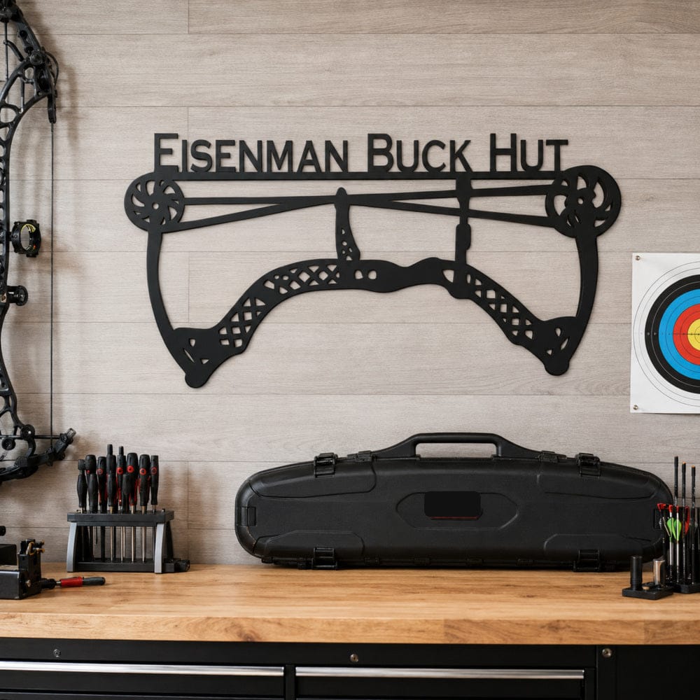 Rusty Rooster Fabrication & Design Physical product Personalized Compound Bow Metal Sign – Bowhunter Gift (A21)