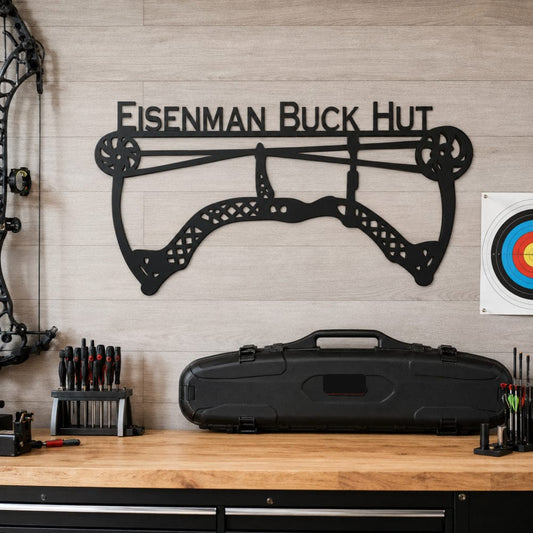 Rusty Rooster Fabrication & Design Physical product Personalized Compound Bow Metal Sign – Bowhunter Gift (A21)