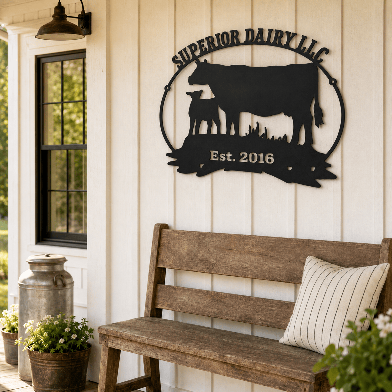 Rusty Rooster Fabrication & Design Physical product Personalized Cow & Calf Welcome Sign – Custom Farm Metal Decor (X23)