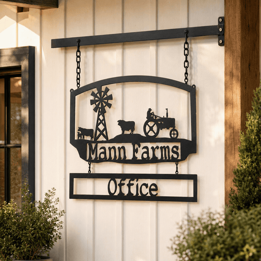 Rusty Rooster Fabrication & Design Physical product Personalized Cow & Tractor Farm Metal Sign (E12)