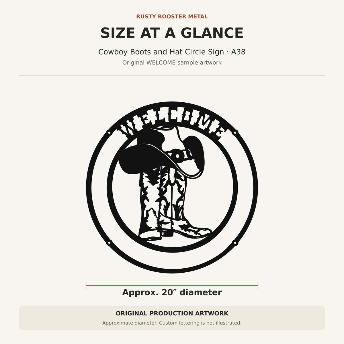 Rusty Rooster Fabrication & Design Physical product Personalized Cowboy Boots & Hat Welcome Sign (A38)