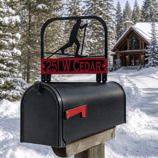 Rusty Rooster Fabrication & Design Physical product Personalized Cross-Country Skier Mailbox Topper (A44)