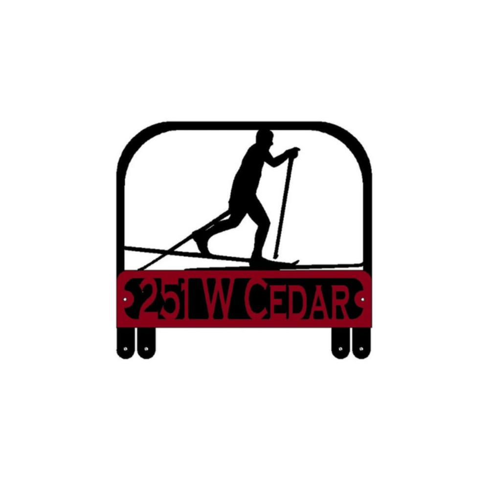 Rusty Rooster Fabrication & Design Physical product Personalized Cross-Country Skier Mailbox Topper (A44)