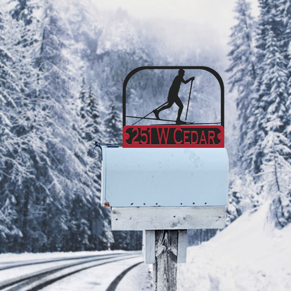 Rusty Rooster Fabrication & Design Physical product Personalized Cross-Country Skier Mailbox Topper (A44)