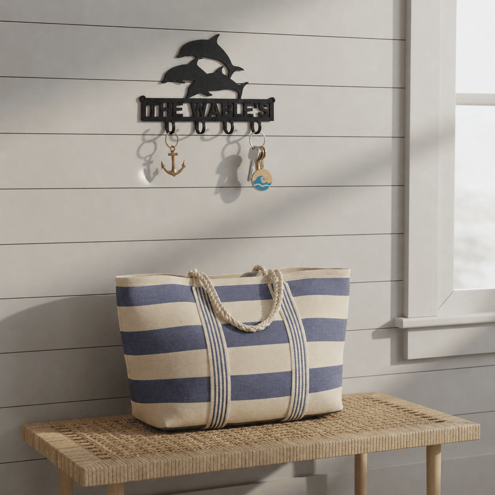 Rusty Rooster Fabrication & Design Physical product Personalized Dolphin Key Holder – Custom Coastal Wall Rack (F12)