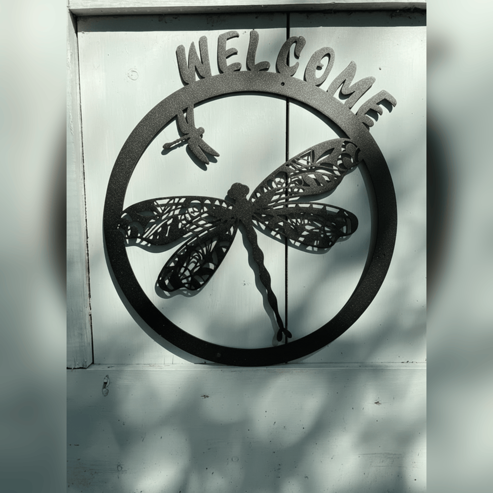 Rusty Rooster Fabrication & Design Physical product Personalized Dragonfly Welcome Metal Sign (D52)