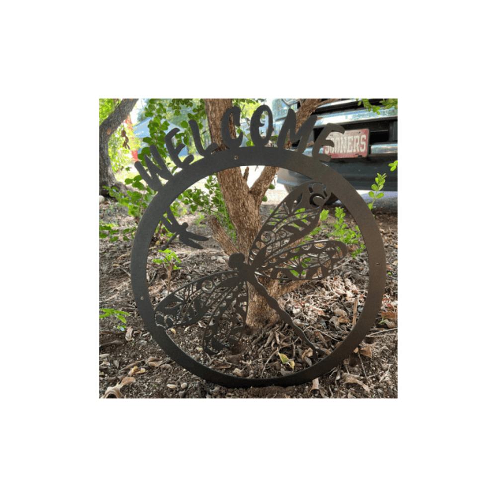 Rusty Rooster Fabrication & Design Physical product Personalized Dragonfly Welcome Metal Sign (D52)