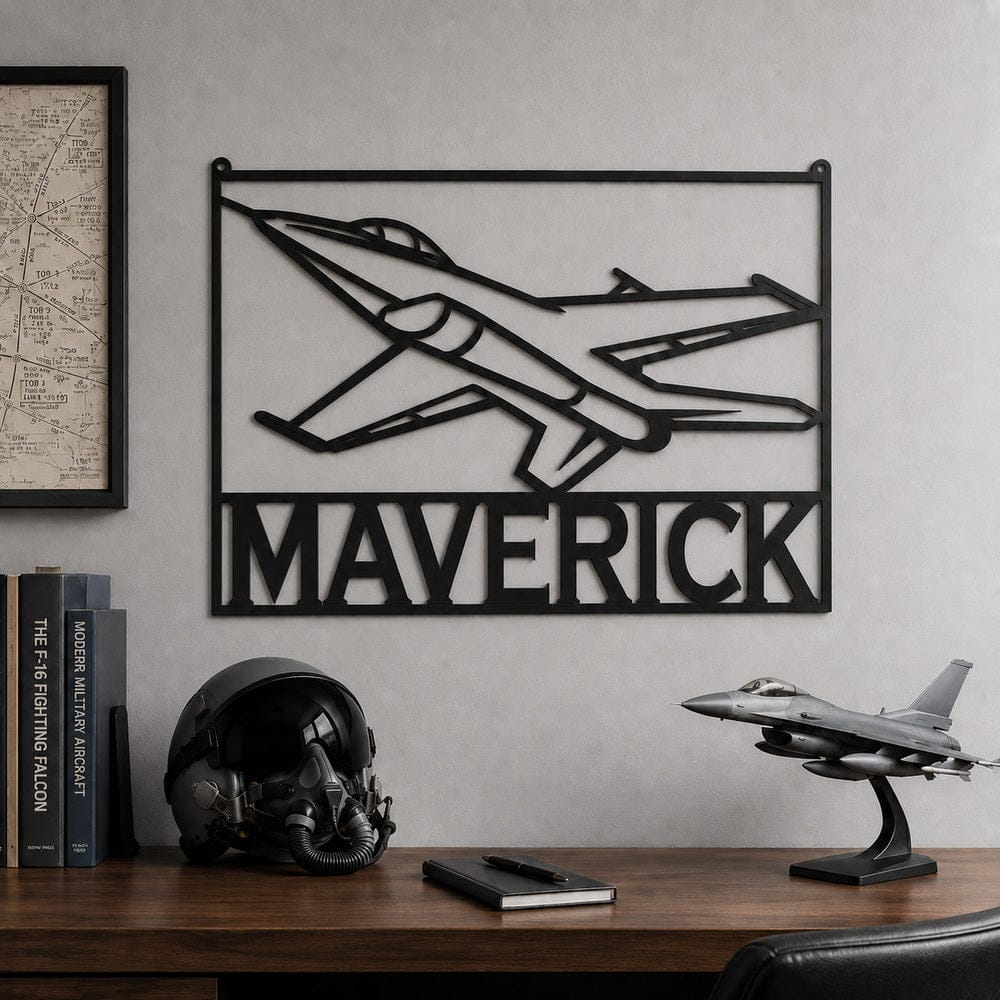 Rusty Rooster Fabrication & Design Physical product Personalized F-16 Fighter Jet Sign – Custom Pilot Gift (A14)