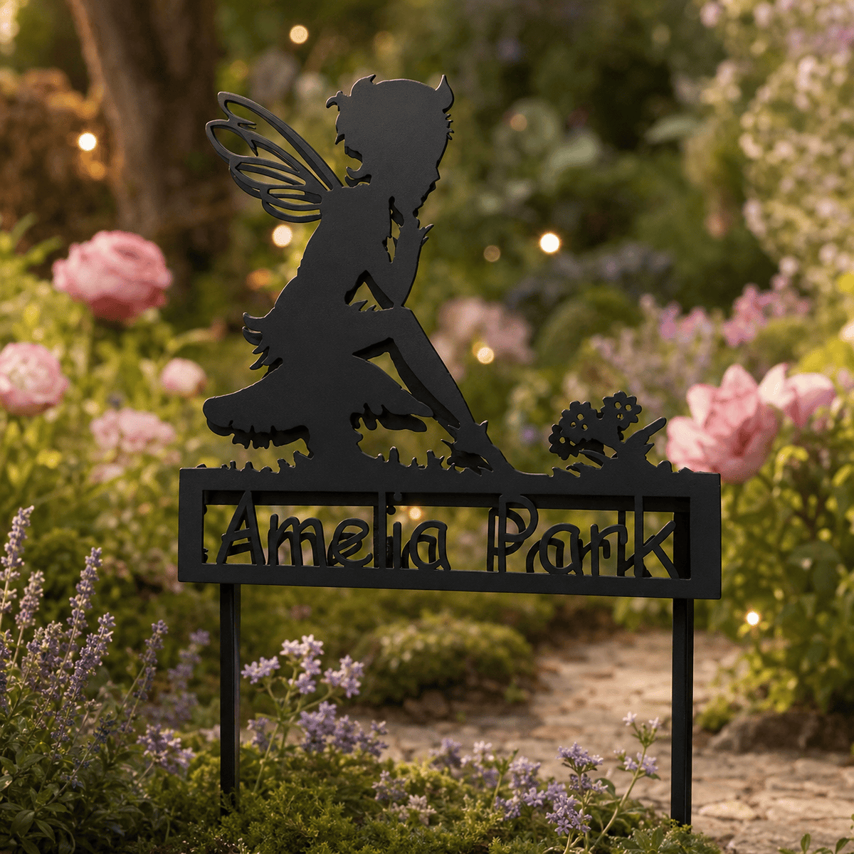 Rusty Rooster Fabrication & Design Physical product Personalized Fairy Metal Garden Stake (W5)