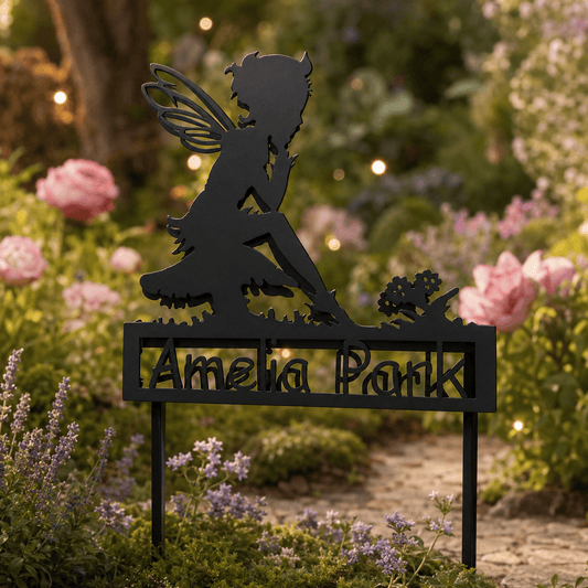 Rusty Rooster Fabrication & Design Physical product Personalized Fairy Metal Garden Stake (W5)