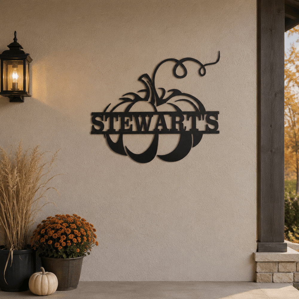 Rusty Rooster Fabrication & Design Physical product Personalized Fall Pumpkin Metal Door Sign (A40)