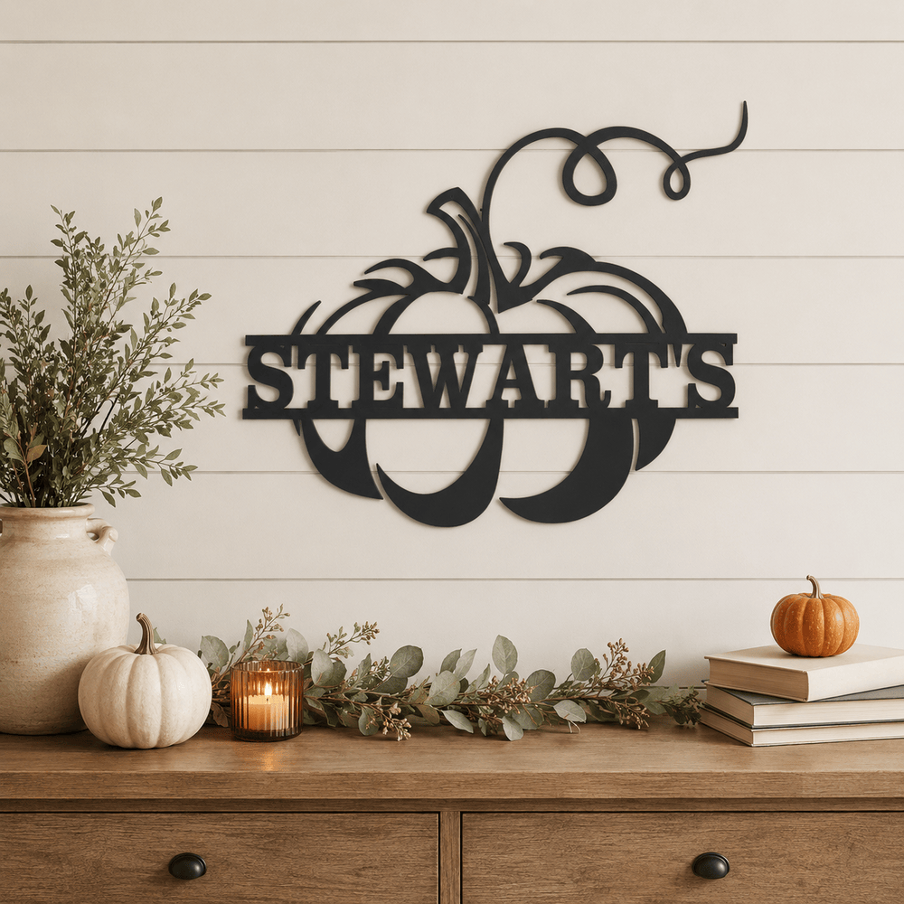 Rusty Rooster Fabrication & Design Physical product Personalized Fall Pumpkin Metal Door Sign (A40)