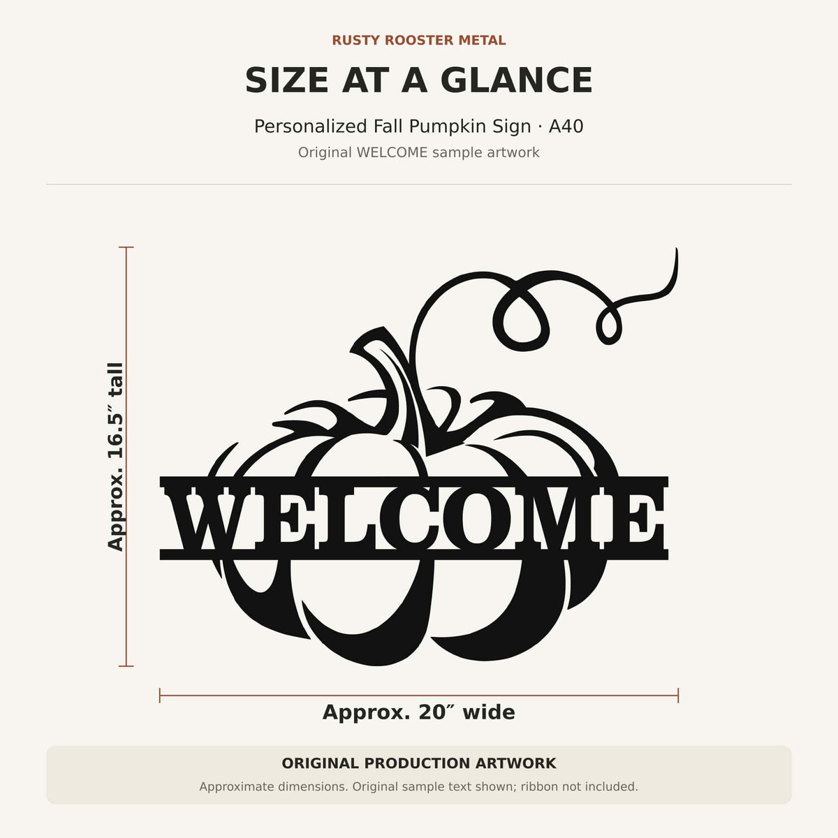 Rusty Rooster Fabrication & Design Physical product Personalized Fall Pumpkin Metal Door Sign (A40)