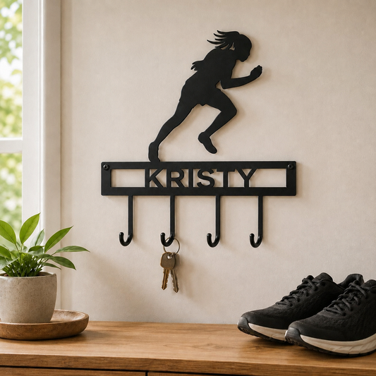 Rusty Rooster Fabrication & Design Physical product Personalized Female Runner Key Holder – Running Gift (H18)