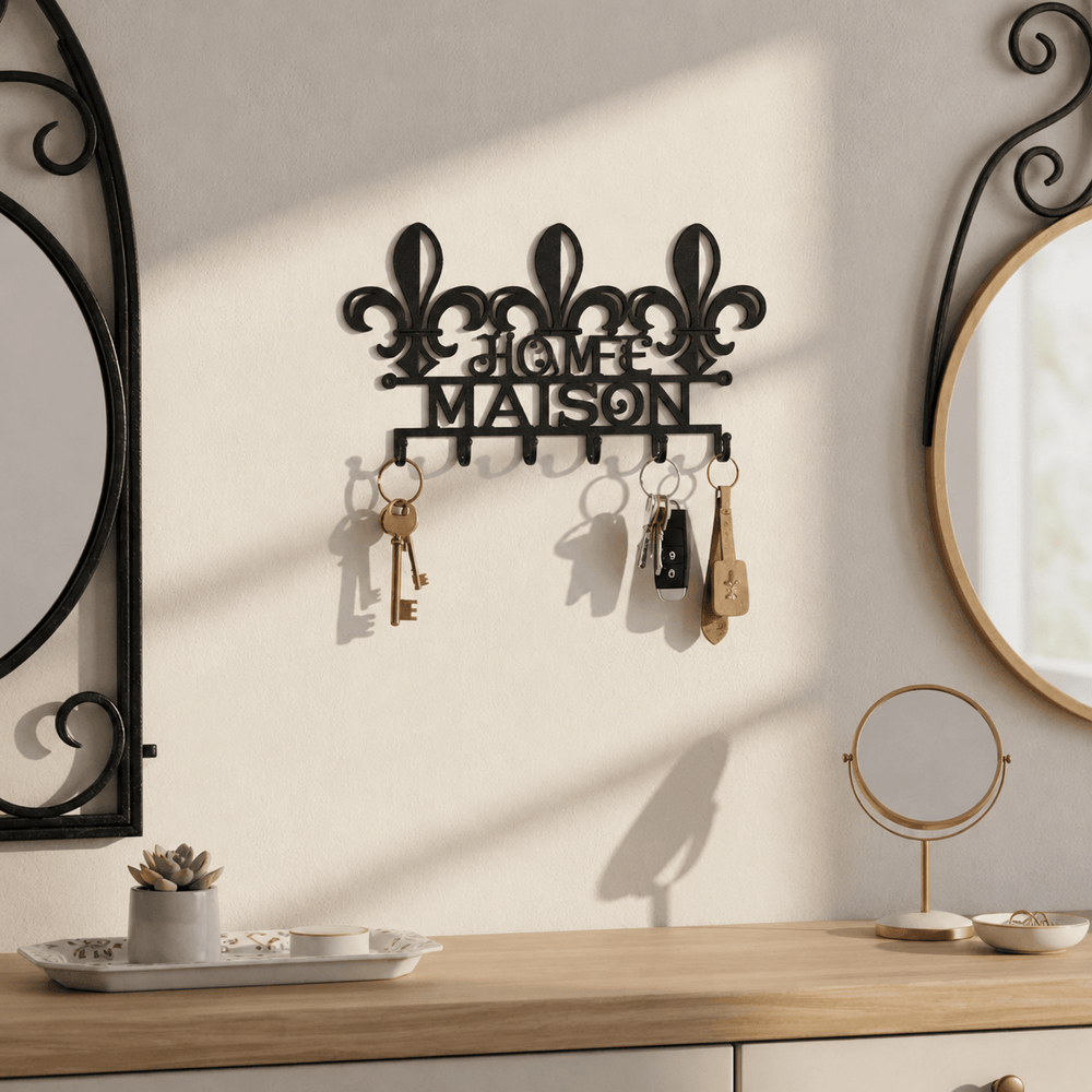 Rusty Rooster Fabrication & Design Physical product Personalized Fleur-de-Lis Metal Key Holder (Y14)