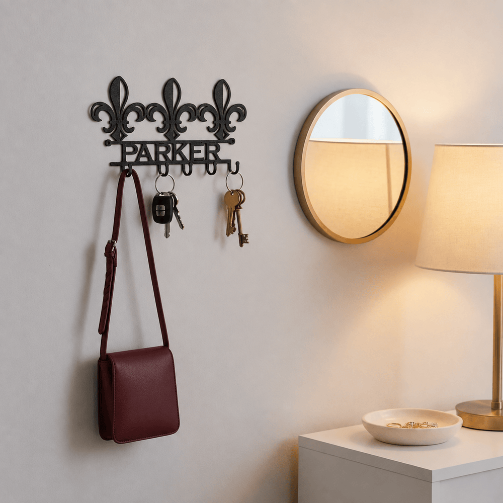 Rusty Rooster Fabrication & Design Physical product Personalized Fleur-de-Lis Metal Key Holder (Y14)