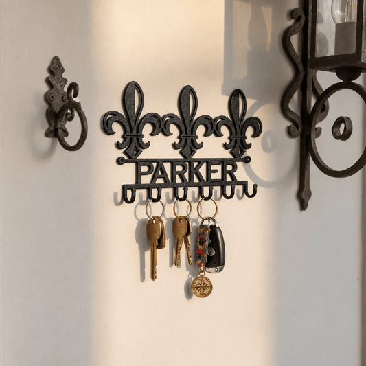 Rusty Rooster Fabrication & Design Physical product Personalized Fleur-de-Lis Metal Key Holder (Y14)