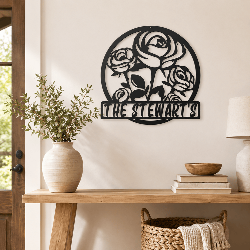 Rusty Rooster Fabrication & Design Physical product Personalized Floral Bouquet Metal Wall Art (C79)
