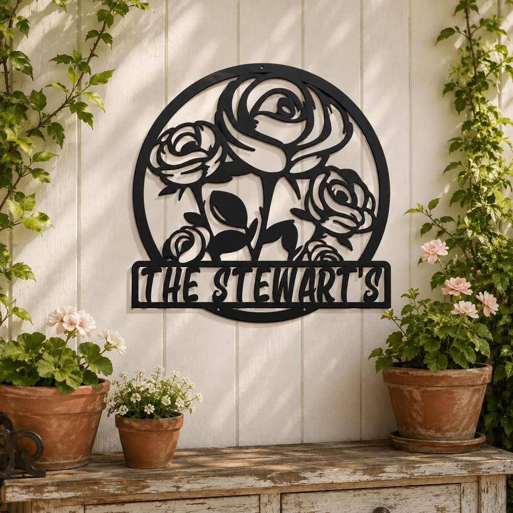 Rusty Rooster Fabrication & Design Physical product Personalized Floral Bouquet Metal Wall Art (C79)