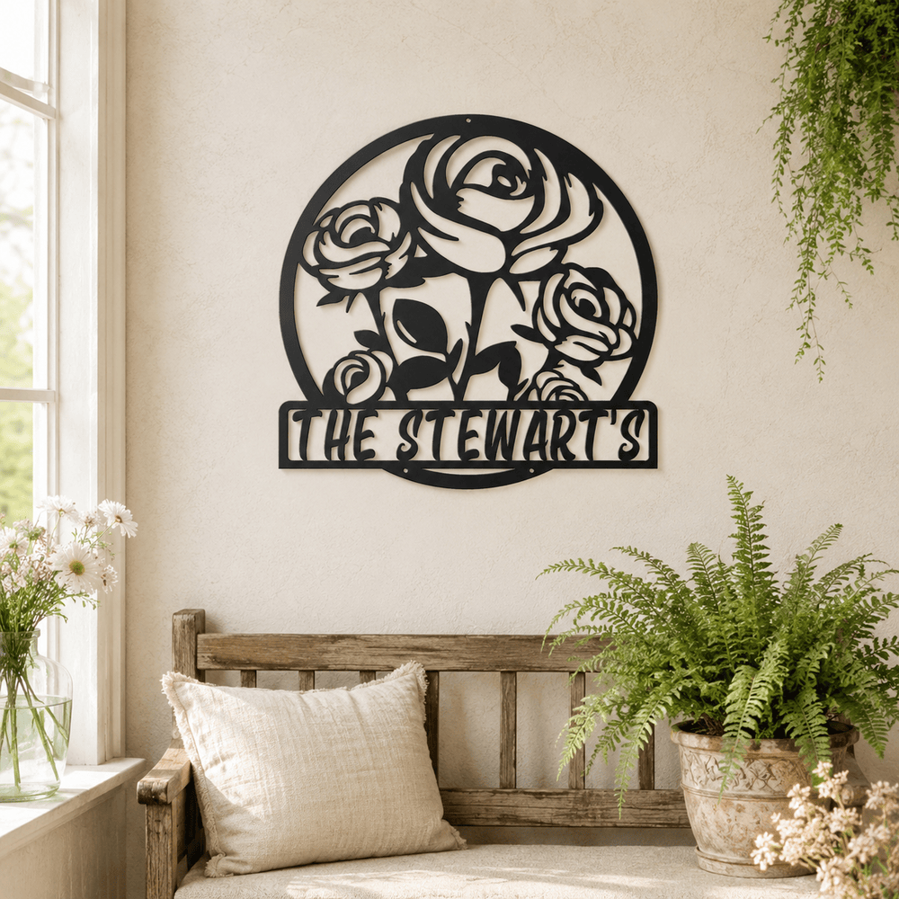 Rusty Rooster Fabrication & Design Physical product Personalized Floral Bouquet Metal Wall Art (C79)