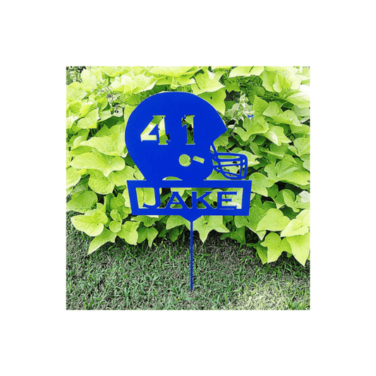 Rusty Rooster Fabrication & Design Physical product Personalized Football Helmet Metal Garden Stake (A28)