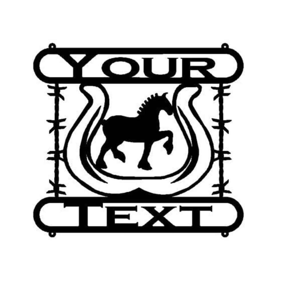 Rusty Rooster Fabrication & Design Physical product Personalized Horse & Horseshoe Ranch Sign (Z15)