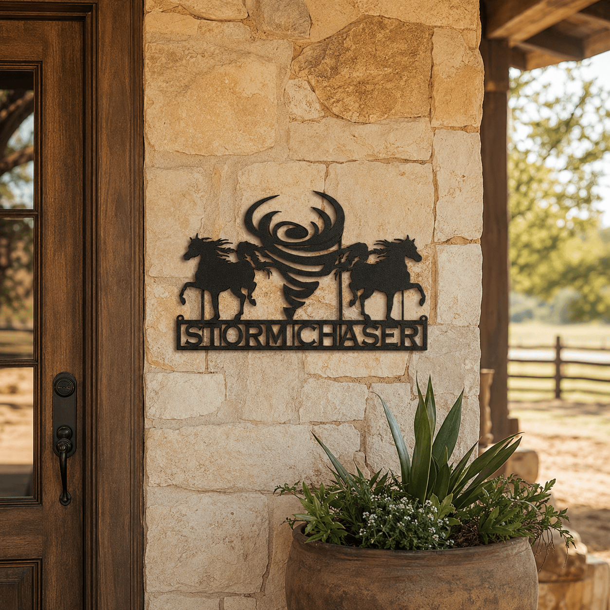 Rusty Rooster Fabrication & Design Physical product Personalized Horses & Tornado Metal Sign (G16)