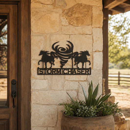 Rusty Rooster Fabrication & Design Physical product Personalized Horses & Tornado Metal Sign (G16)