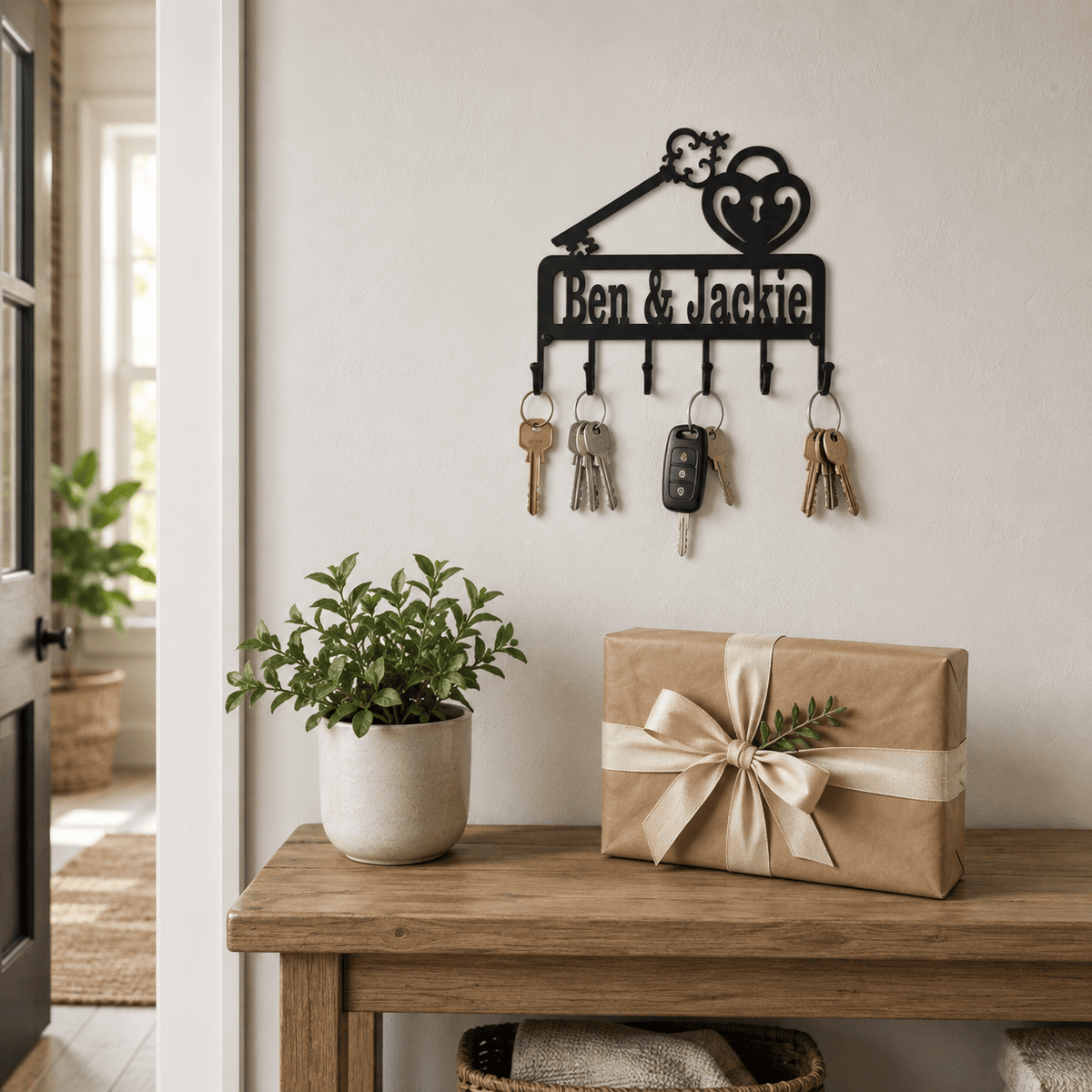 Rusty Rooster Fabrication & Design Physical product Personalized Key Holder Metal Wall Rack (C58)