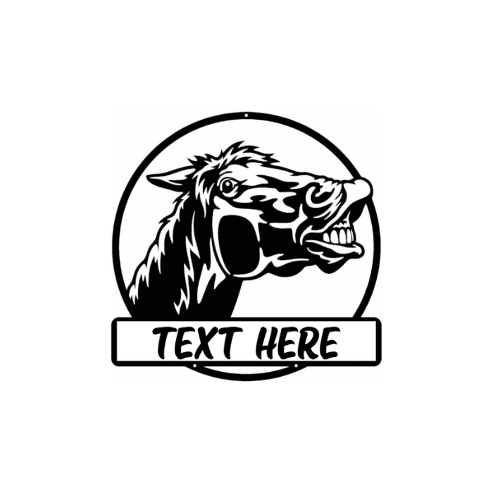 Rusty Rooster Fabrication & Design Physical product Personalized Laughing Horse Metal Sign - Custom Horse Decor (U24)