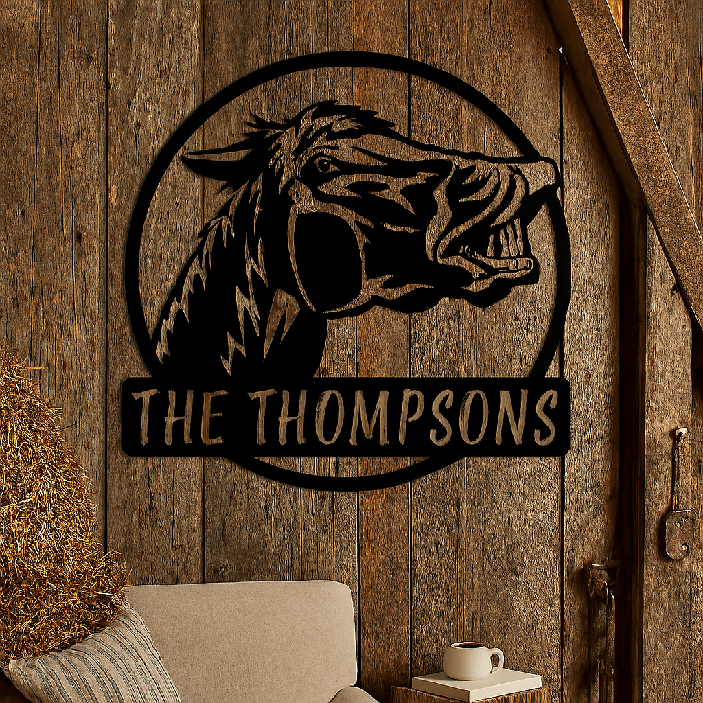 Rusty Rooster Fabrication & Design Physical product Personalized Laughing Horse Metal Sign - Custom Horse Decor (U24)