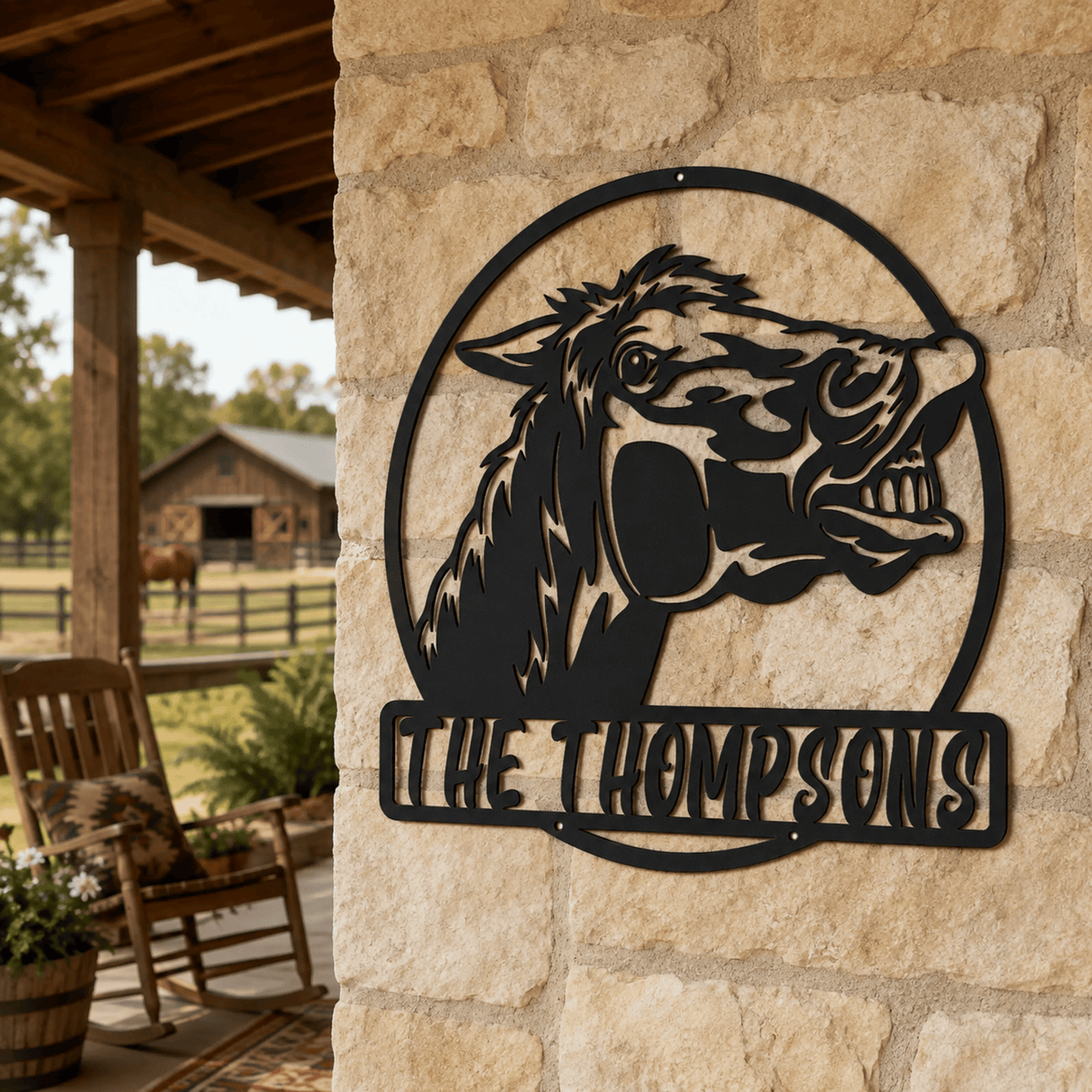 Rusty Rooster Fabrication & Design Physical product Personalized Laughing Horse Metal Sign (U24)