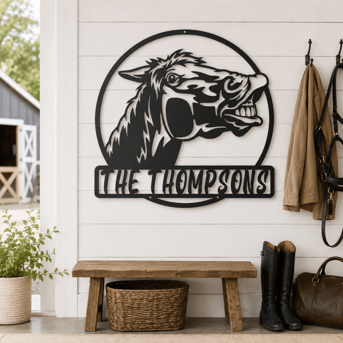 Rusty Rooster Fabrication & Design Physical product Personalized Laughing Horse Metal Sign (U24)