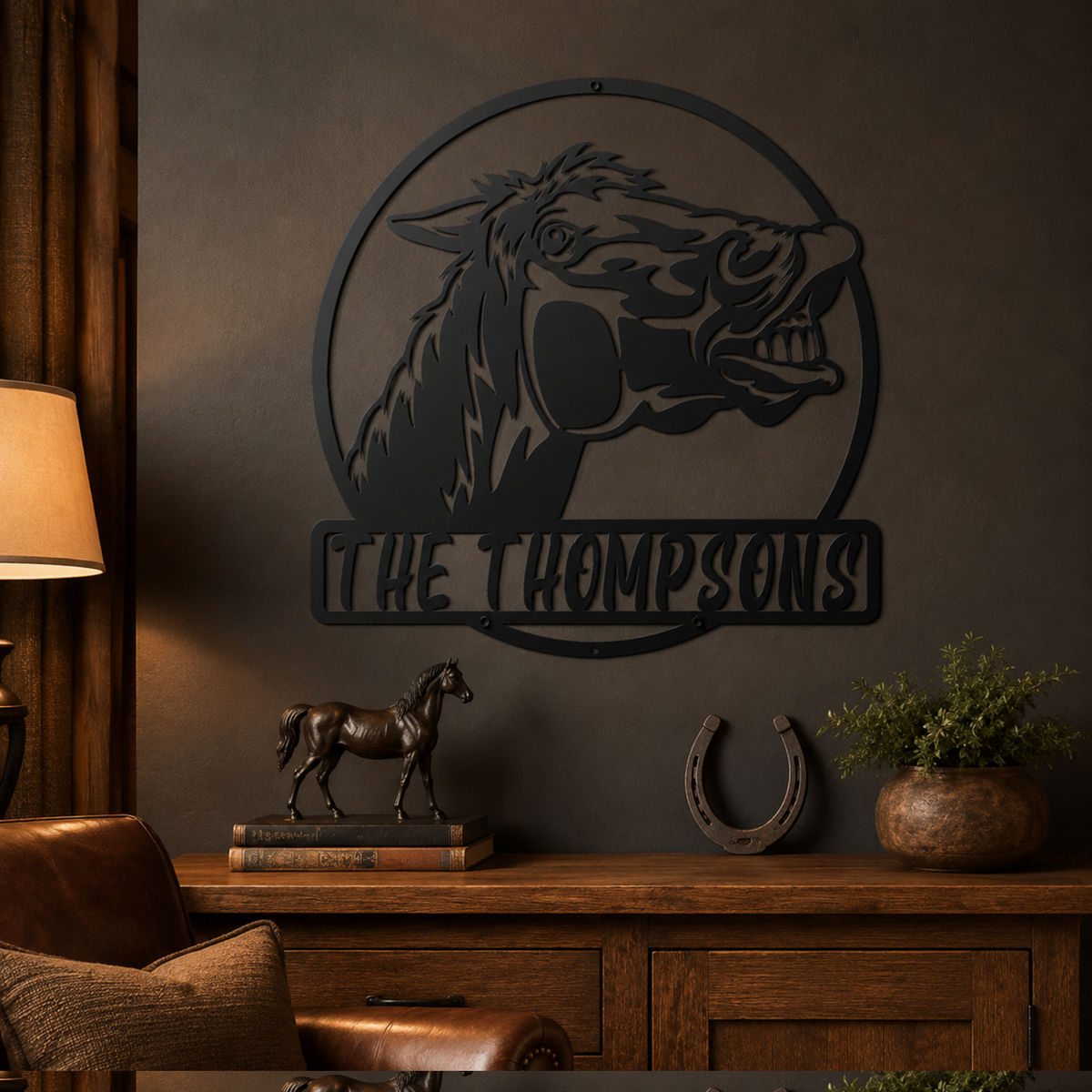 Rusty Rooster Fabrication & Design Physical product Personalized Laughing Horse Metal Sign (U24)