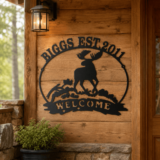 Rusty Rooster Fabrication & Design Physical product Personalized Moose Welcome Metal Sign (S6)