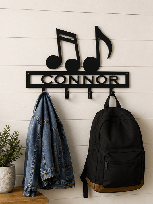 Rusty Rooster Fabrication & Design Physical product Personalized Music Notes Metal Key Holder – Custom Wall Rack (Y26)