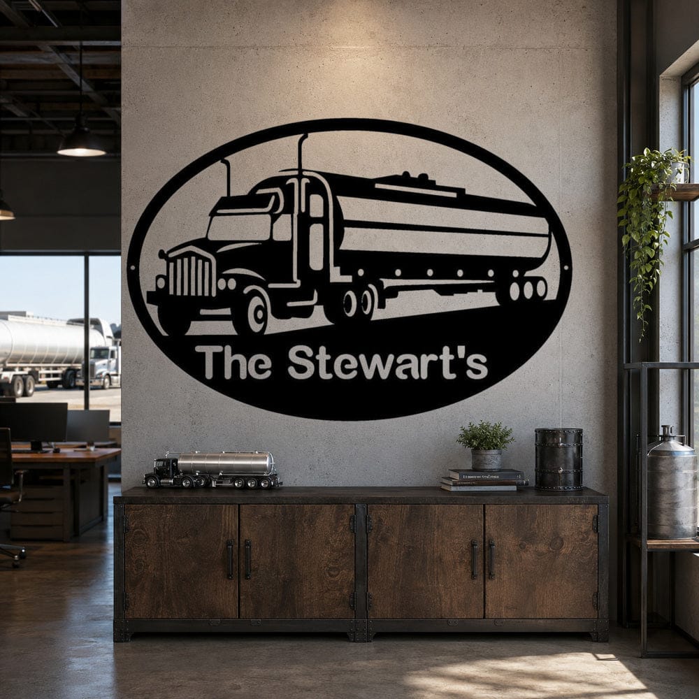 Rusty Rooster Fabrication & Design Physical product Personalized Semi Tanker Truck Metal Sign (A84)