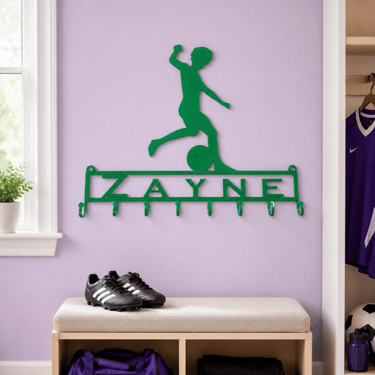 Rusty Rooster Fabrication & Design Physical product Personalized Soccer Player Medal Display Rack (Z23)