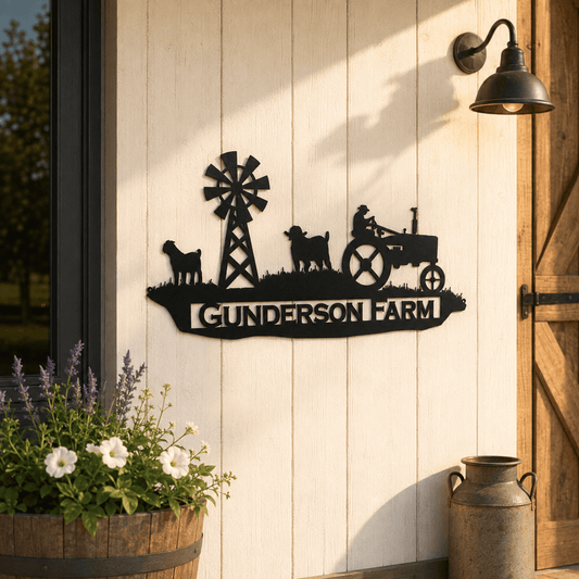 Rusty Rooster Fabrication & Design Physical product Personalized Tractor & Sheep Farm Metal Sign (N11)