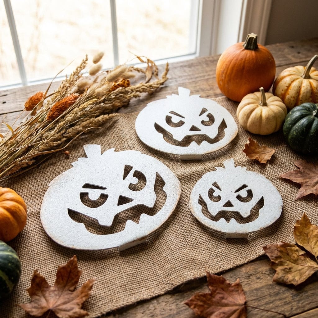Rusty Rooster Fabrication & Design Physical product "Rustic Elegance: Set of Three Handcrafted Metal Pumpkins for Autumn Décor" (B90)