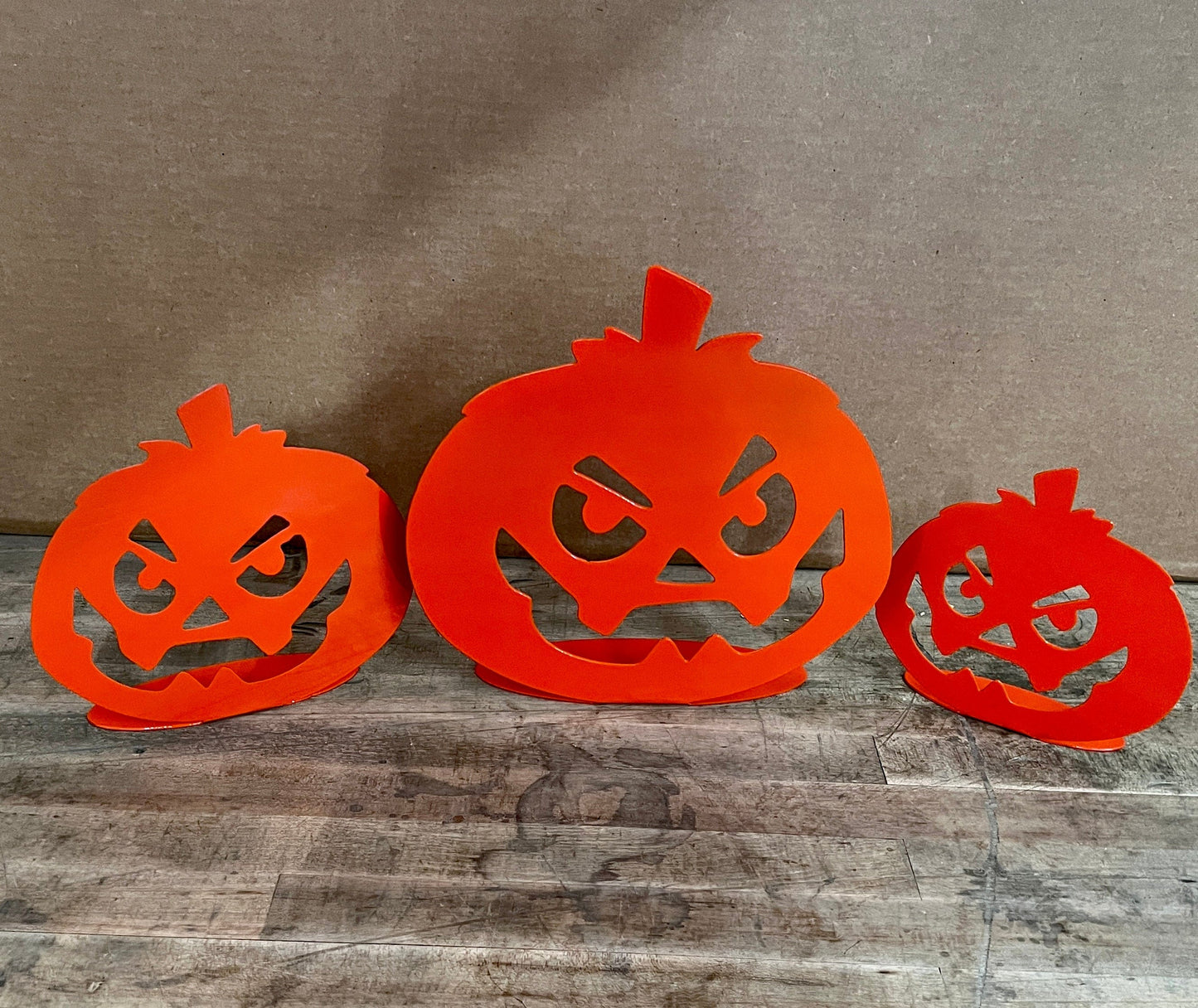 Rusty Rooster Fabrication & Design Physical product "Rustic Elegance: Set of Three Handcrafted Metal Pumpkins for Autumn Décor" (B90)