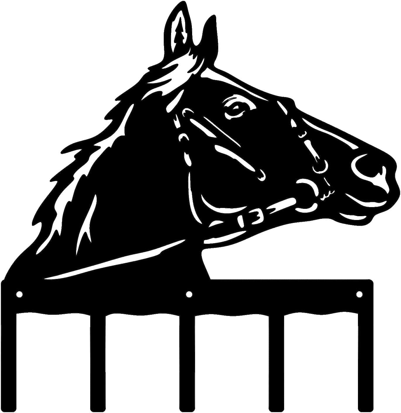 Rusty Rooster Fabrication & Design Physical product “Rustic Horse Head Key Holder with Five Hooks - E52 | Vintage Wall Mounted Organizer”