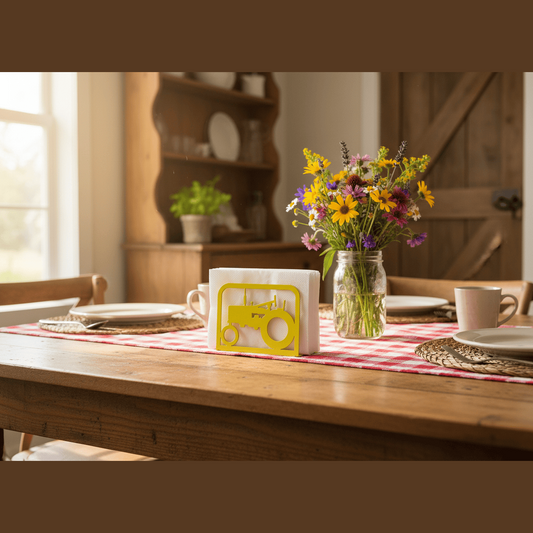Rusty Rooster Fabrication & Design Physical product Rustic Tractor Napkin Holder – Double-Sided Farmhouse Metal Art (O18)