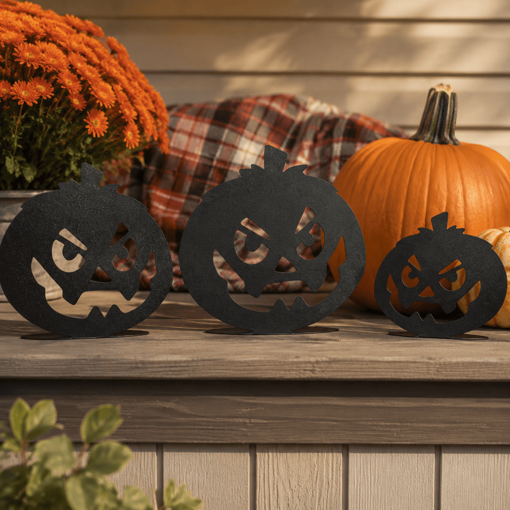 Rusty Rooster Fabrication & Design Physical product Set of Three Freestanding Metal Pumpkins (B90)