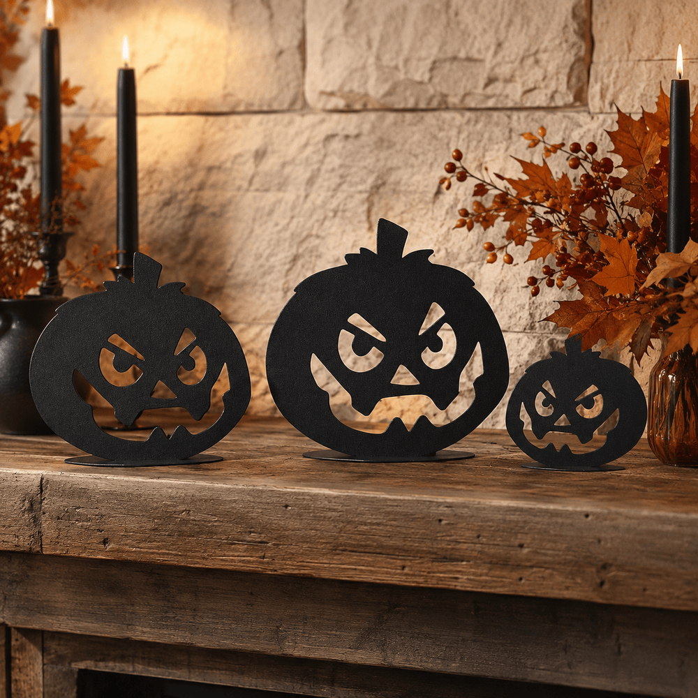 Rusty Rooster Fabrication & Design Physical product Set of Three Freestanding Metal Pumpkins (B90)