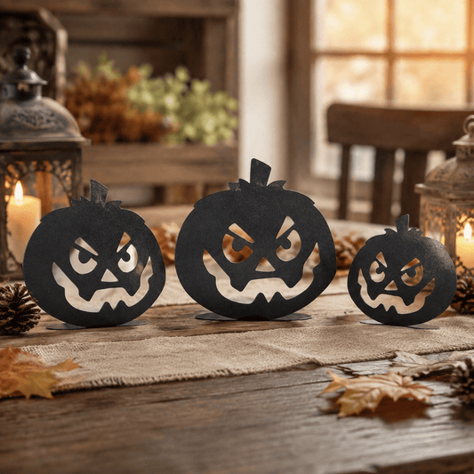 Rusty Rooster Fabrication & Design Physical product Set of Three Freestanding Metal Pumpkins (B90)