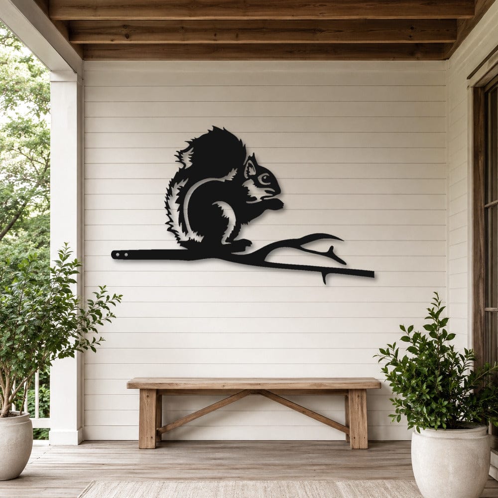 Rusty Rooster Fabrication & Design Physical product Squirrel on a Branch Metal Wall Art (A61)