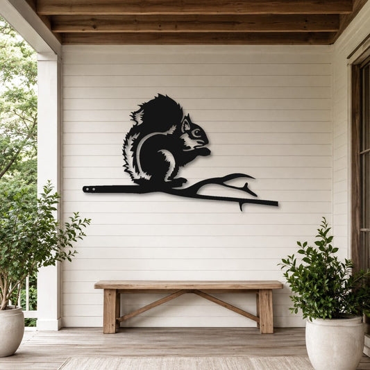 Rusty Rooster Fabrication & Design Physical product Squirrel on a Branch Metal Wall Art (A61)