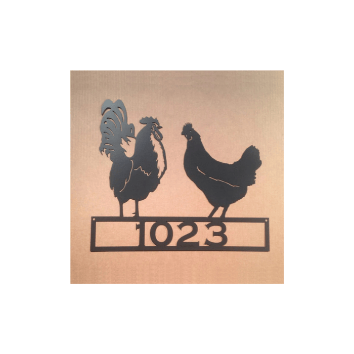 Rusty Rooster Fabrication & Design Physical product The Duke & Duchess” Rooster & Hen Sign – Personalized Farmhouse Metal Art (H17)