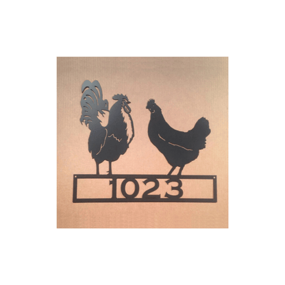 Rusty Rooster Fabrication & Design Physical product The Duke & Duchess” Rooster & Hen Sign – Personalized Farmhouse Metal Art (H17)